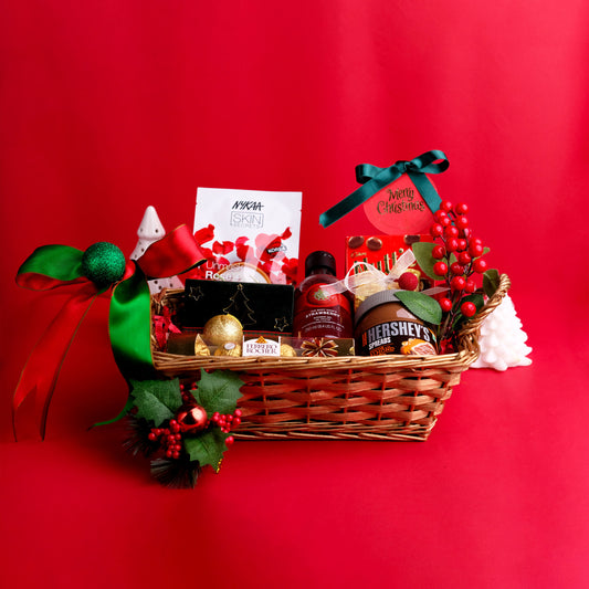 Jolly Joy Christmas Gift Hamper | Premium Selection in a Cane Basket