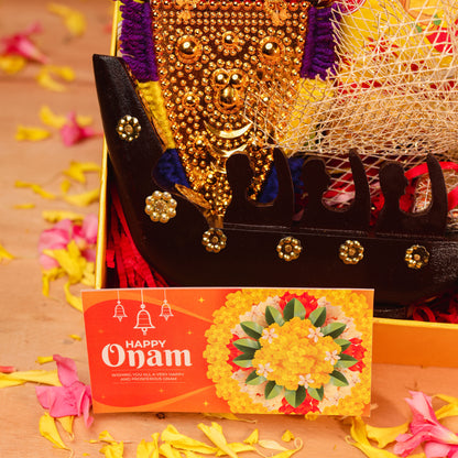 Kerala Onam Eternal Delights Hamper | Wooden 3Men Boat Decor | Nautical Onam Decoration