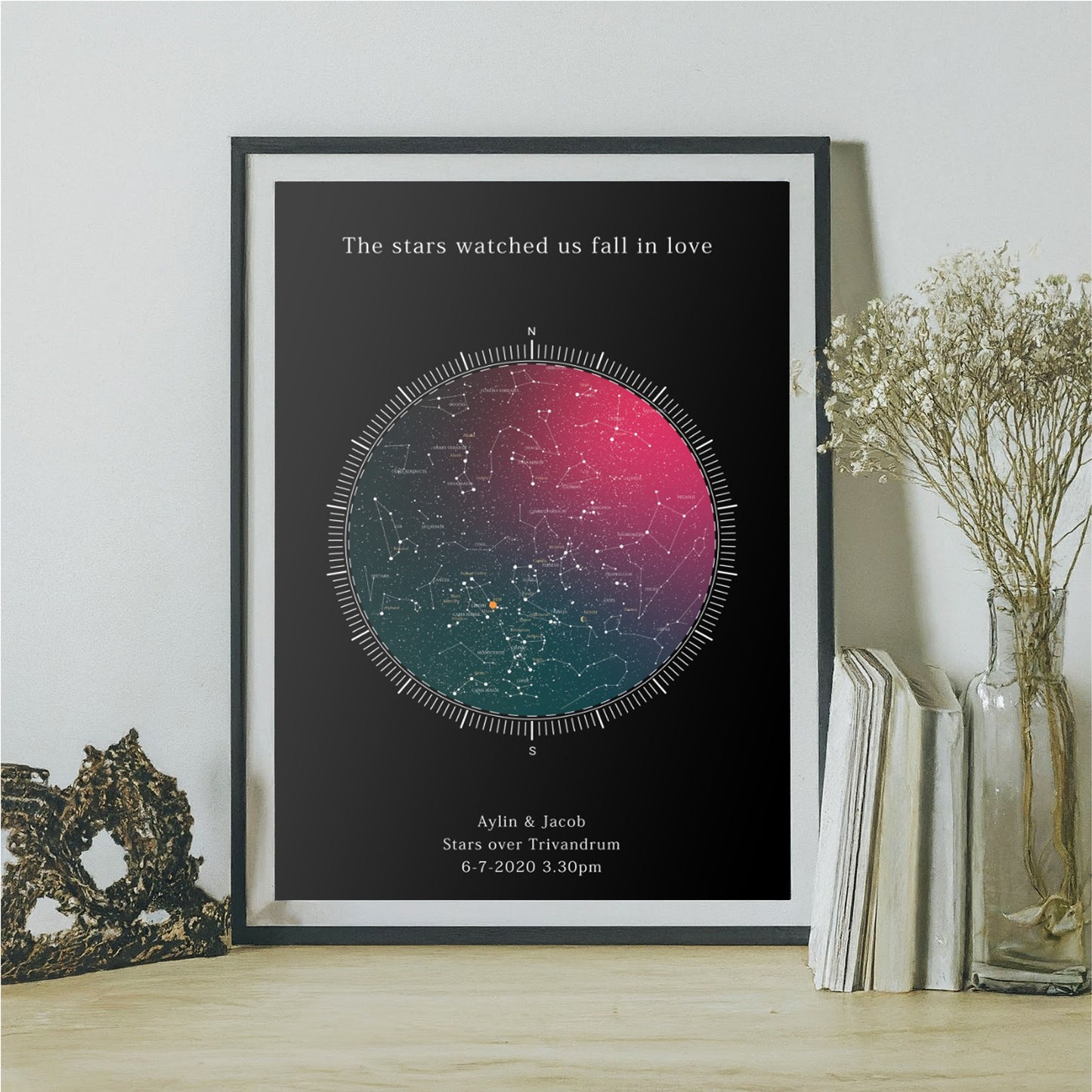 Personalized Star Map Frame: Custom Night Sky Map of a Special Moment