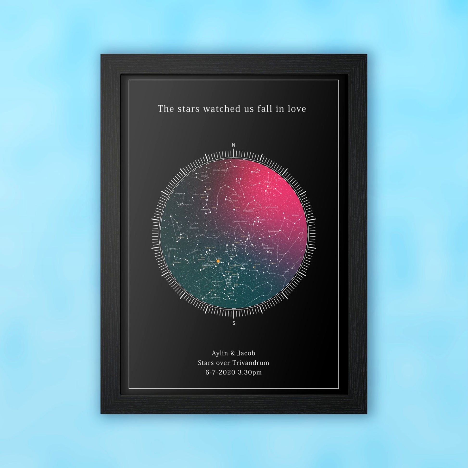 Personalized Star Map Frame: Custom Night Sky Map of a Special Moment