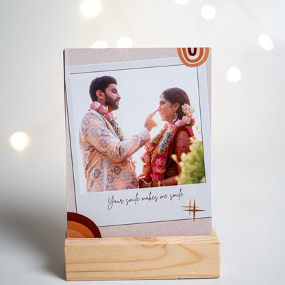 Personalized Polaroids with Wooden Stand: Custom Prints with Personal Messages