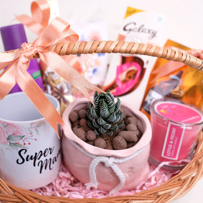 Super Mom: Mother's Day Gift Hamper | Succulent Plant in Ceramic Pot | Symbolizing Resilience