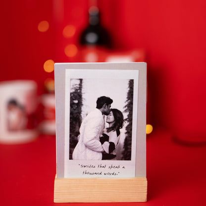 Photo Polaroids with Custom Message & Wooden Stand | Personalized Love