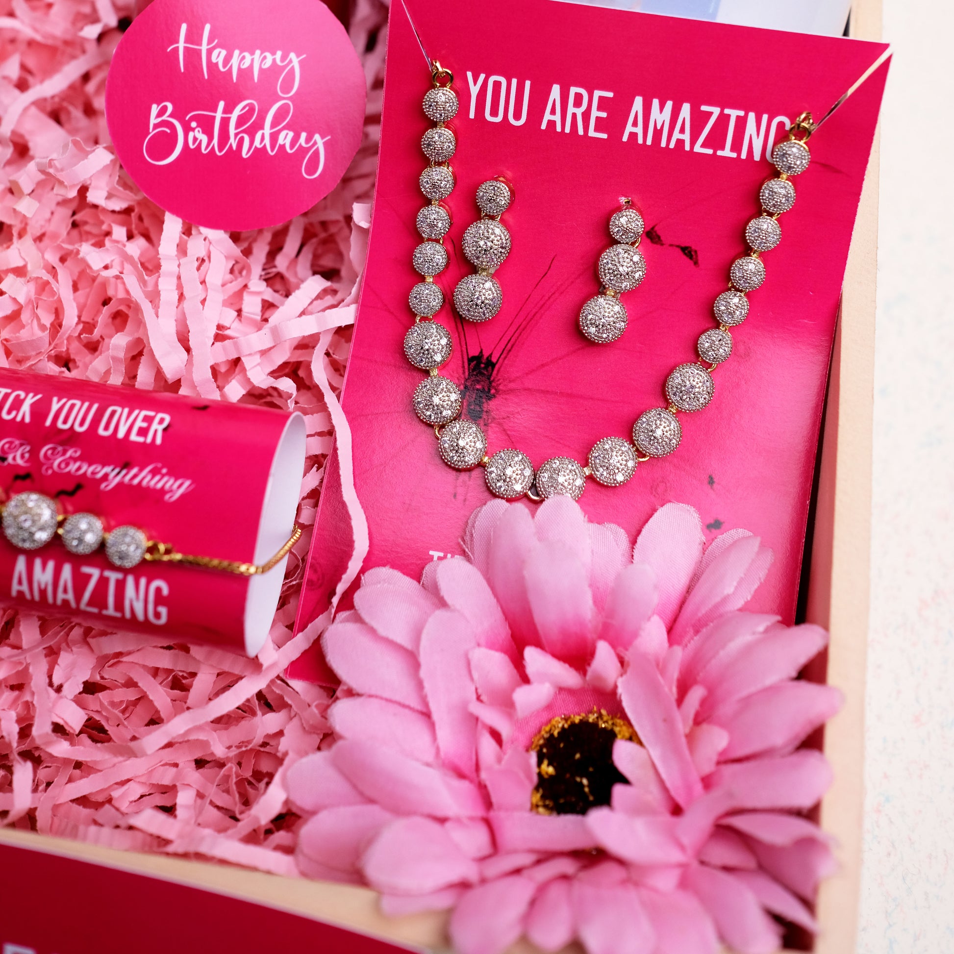 You are amazing birthday gift hamper | Premium Women's Necklace | Sparkling Beauty